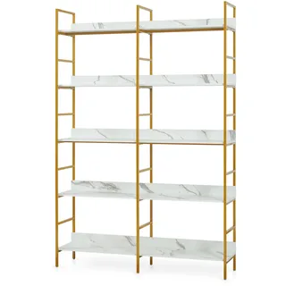 [en.casa] Bücherregal Noskik 180 x 120 x 30 cm Goldfarben/Weiß