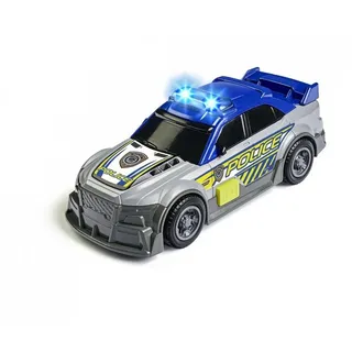 DICKIE Toys Spielzeug-Polizei Polizeiauto, 15 cm mit Freilauf Licht Soundeffekt Spielzeugauto grau