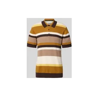 Regular Fit Poloshirt mit Knopfleiste, Camel, XXL