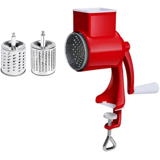curfair Nussmühle aus Aluminiumlegierung, robuster Nussschleifer, Edelstahl, einfach zu bedienen, manuelle Kurbel, multifunktional, platzsparend, rot