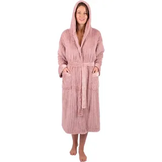 Betz Bademantel Bademantel Microfaser mit Kapuze - RIGA - für Herren Damen und Kinder, Gürtel rosa L/XL