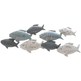 Wanddeko "Fische" aus Metall L 47 cm Wandobjekt Wandskulptur Wanddeko Maritim Metall - Blau/Creme
