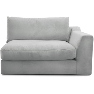 CAVADORE Sofa-Modul "Fiona"mit Armteil rechts / individuell kombinierbar als Ecksofa, Big Sofa oder Wohnlandschaft / 138 x 90 x 112 / Webstoff hellgrau