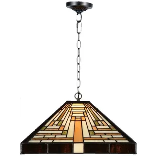Casa Padrino Luxus Tiffany Hängeleuchte Mehrfarbig 36 x 36 x H. 16 cm - Art Deco Tiffany Hängelampe - Wohnzimmer Hängeleuchte - Deko Hängeleuchte - Luxus Tiffany Leuchten - Art Deco Leuchten
