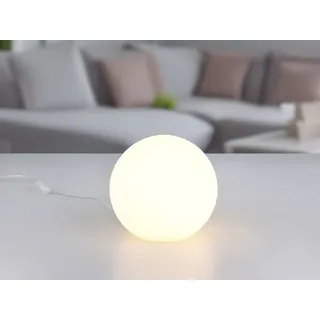 Kleine LED Tischlampe mit Glaskugel Weiß, dimmbare Kugellampe Wohnzimmer Ø 20cm