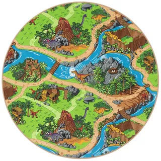 Snapstyle Dino Welt Kinderteppich 133 x 133 cm Grün