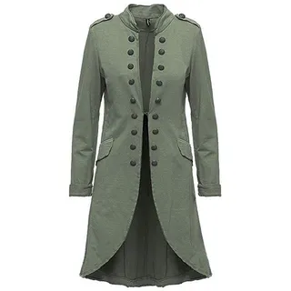 Eitex Damen Blazer Damenjacke Military Knöpfe Gr- 34/36 bis 44/46 Military Army Style Lang und kurz (lang Khaki, 40/42) - 40