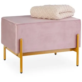 Relaxdays Polsterbank Samt Rosa 40 x 60 x 43 cm