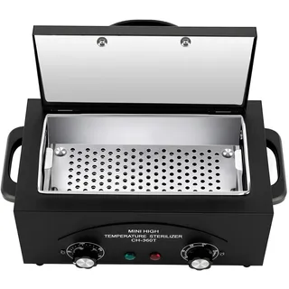 Xigner Heißluftsterilisator Desinfektion 300W 220°C - Trockene Hitze Sterilisator - Hochtemperatur Sterilisationsgerät Nagel Werkzeug Sterilisator für Friseurwerkzeuge Kosmetikwerkzeuge (Schwarz)