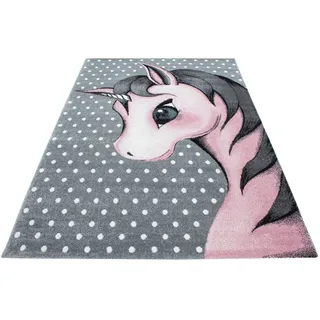Ayyildiz Kids 590 Kinderteppich 80 x 150 cm Grau/Pink/Weiß