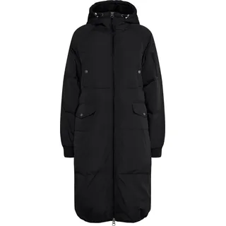 ICHI IHBunala Damen Steppmantel Wintermantel Winterjacke mit Kapuze Reißverschluss Rippbündchen Druckknöpfe Regular fit - Schwarz - XL