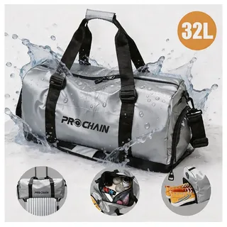 PROCHAIN Sporttasche Reisetasche Gym tasche, Elektrischer Shaker Protein (Ideal für Fitness, Yoga, Schwimmen und Reisen, 1-tlg., Leichter, hochwertiger Sportrucksack mit Schuhfach, Freizeitrucksack), Wasserdicht und Verschleißfest mit Schuhfach und Nassfach silberfarben