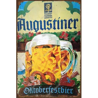 Augustiner Beer Blechschild Wanddekor Retro Metallplakat Painted Art Poster Tin Zeichen Vintage Plaque Wandaufkleber Geschenk Yard Bar Pub Cafe Home Decor