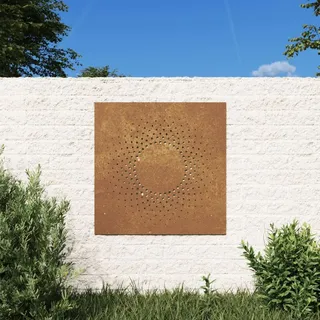 LAPOOH Garten-Wanddeko 55x55 cm Cortenstahl Sonne-Design, Wand Art Dekor, Garten Deko - 824491