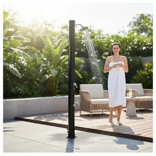 Melko Solardusche Außendusche Gartendusche Solardusche 35L Pooldusche Schwarz Silber, Speicherkapazität: 35 Liter schwarz