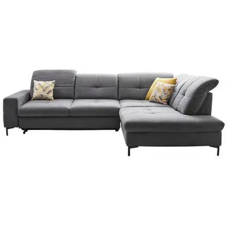 Xora Ecksofa, Grau, Textil, 3-Sitzer, L-Form, Ottomane rechts, 310x240 cm, Goldenes M, Typenauswahl, Stoffauswahl, seitenverkehrt erhältlich, Bettfunktion Hocker Rücken echt, Wohnzimmer, Sofas & Couches, Wohnlandschaften, Ecksofas