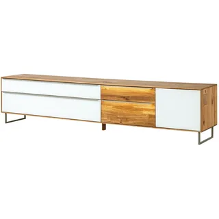 MASSIVMOEBEL24.DE Wien Lowboard 235x43x52 cm Weiß/Glas