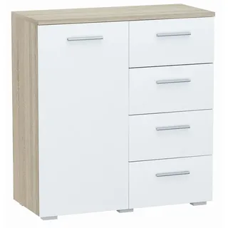 matkam Kommode 80 x 84,5 x 35 cm Sonoma Eiche / Weiß