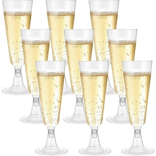Ailovone 50 Stück Sektgläser plastik Durchsichtige Champagnergläser 150ml Sektkelch Sektflöten Biergläser für Hochzeiten, Geburtstage, Weihnachten & Partys (50PCS)