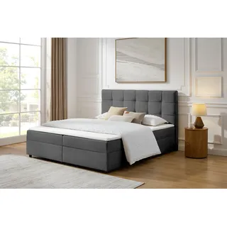OTTO home Boxbett OTTO HOME "Tommes inkl. Bettkasten und Topper, Liegefläche 180x200cm", anthrazit, B:182cm L:210cm, Komplettbetten, erhältlich in der Größe 180x200 cm, inkl. Aufbauvideo, Topseller