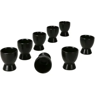 8x Nero Eierbecher schwarz Steingut für 8 Personen Frühstück Brunch Buffet