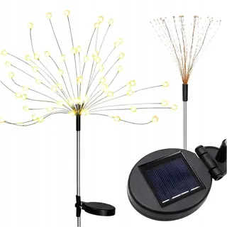 Solar Gartenleuchte Löwenzahn 120 LED – Feuerwerk-Effekt Warmweiß – Solarbetriebene Gartenstecker – Wasserdicht IP65 – Automatische Einsc... - Gelb