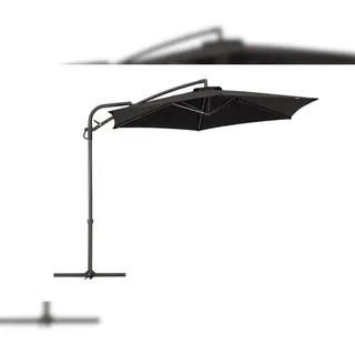 Tarrington House Ampelschirm Helena rund, Stahl, Ø 3 x 2.52 m, mit Kurbel, wasserabweisend, schwarz