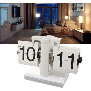 Retro-digital-klappuhr ‚Äì Automatische Tischuhr Mit Zähler Und Led-ambientebeleuchtung, Gehäuse Aus Edelstahl 304, Maße 129 X 80 Mm, Weiß
