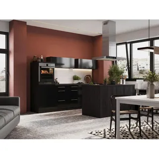 Respekta Küchenblock Inselküche, Grau, Schwarz, Holzwerkstoff, 8 Schublade(n),1 Schublade(n) Schubladen, nur wie online abgebildet bestellbar, 280x200x270 cm, links aufbaubar, rechts aufbaubar, Küchen, Küchenzeilen & Küchenblöcke, Küchenzeilen mit Geräten