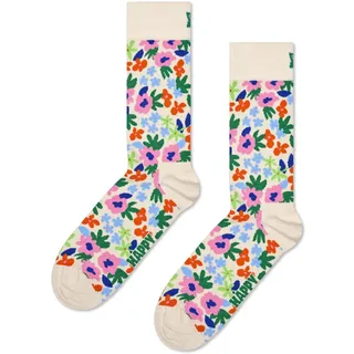 Happy Socks Flower Baumwolle Socken Damen Herren Weiß 41-46 - 41-46