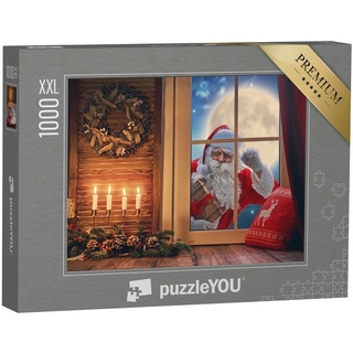 puzzleYOU Puzzle Frohe Weihnachten: Weihnachtsmann am Fenster, 1000 Puzzleteile, puzzleYOU-Kollektionen Weihnachten
