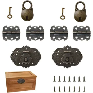 MOROBOR Antike Schmuckschatulle Antike Schloss Link Haspe Schmetterling Scharnier Mini Bär Vorhängeschlösser mit Schlüssel für DIY Schmuckbox, Holz Koffer Schmuck Brust Aufbewahrungsbox 2 Sätze 8