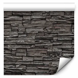 murando - Tapete selbstklebend 10m Wandtattoo dekorative Möbelfolie Dekorfolie Fotofolie Panel Wandaufkleber Wandposter Wandsticker - Steine Steinwand Steinoptik Schwarz f-A-0020-j-c