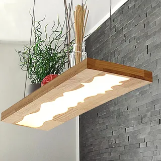 LED Hängelampe Esstisch Pendelleuchte Holz Rustikal Dimmbar 3000K-6000K Pendellampe Einfachheit Höhenverstellbar Hängeleuchte Esszimmer Kronleuchter Harz Wohnzimmer Arbeitszimmer Küche 36W,Platz