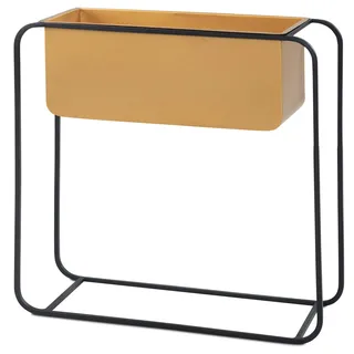 KADIMA DESIGN Pflanzgefäß Metall 60x60x24 cm Pflanzkübel / Schwarz mit Gestell | Gr.: onesize