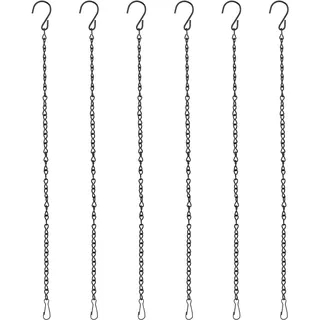 BYZESTY 6 Stück Blumenampel Ketten, 50cm Blumentopfkette Blumentopf Hängend Blumenampel Haken Metallkette für Hängepflanztopf, Hängepflanze, Blumentöpfe, Vögel, Laternen, Billboard, Innen, Außen Schwarz