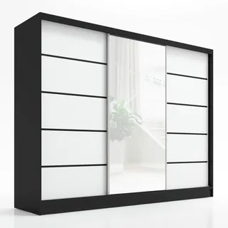 A&J MöbelLand Schwebetürenschrank ARIVA 2 200 x 215 x 59,5 cm Schwarz/Weiß