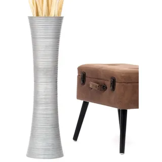 Leewadee Große Bodenvase 65 cm Mangoholz für Pampasgras & Trockenblumen | Dekovase fürs Wohnzimmer, für Zweige & Trockengräser - bruchfester als Keramik, kein Wasser. Boho