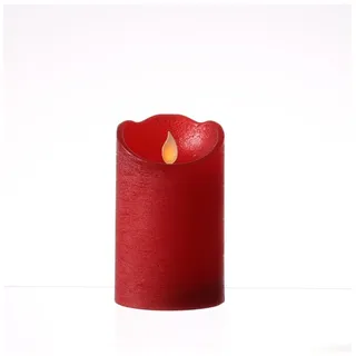 MARELIDA LED Kerze mit beweglicher Flamme Echtwachs Rustik-Optik H: 12,5cm in rot | Gr.: onesize
