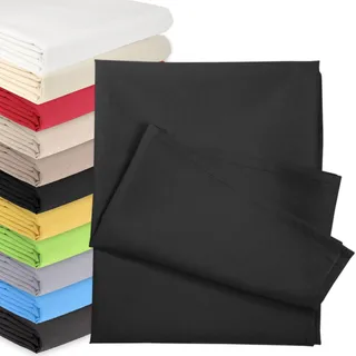Bettlaken OHNE Gummizug 70 x 140 cm Schwarz (85% Baumwolle 15% Poly) Betttuch Glatte Betttücher Baumwolle Laken Haustuch Leintuch