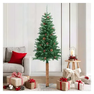 furnicato Künstlicher Weihnachtsbaum Schmaler Weihnachtsbaum 180 cm Grün mit Massivholz und Stahlständer, Künstliche Tanne mit dekorativen Zapfen für den Innenbereich grün Ø 72 cm x 72 cm x 180 cm x 72 cm