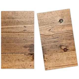 Primedeco Herd-Abdeckplatte Herdabdeckplatte Spritzschutz aus Glas Holz Panel, Glas, (2 tlg) braun