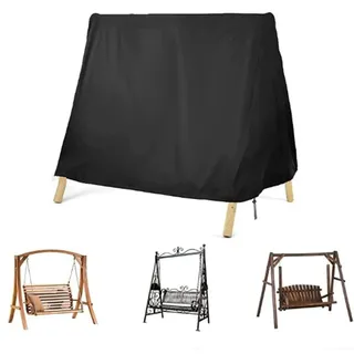 JTBDWOSK Hollywoodschaukel Abdeckung Strandkorb Schutzhülle Winterfest: for Gartenmöbelschutz UV Schutz Universal Triangular Schutzhülle Wasserfest Abdeckung,Schwarz