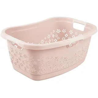keeeper Ergonomischer Wäschekorb mit luftdurchlässigem Dekor, Anti-Rutsch-Softgriffe, 50 l, Lasse, Nordic Pink