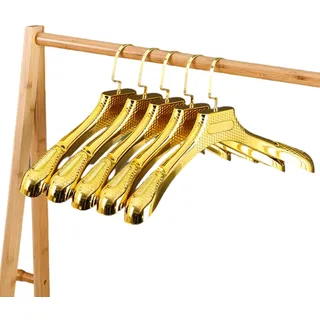 VALINK Kleiderbügel, 4 cm breit, rutschfest, für Bekleidungsgeschäft, Schrank, Aufbewahrungsregal für Anzug, Pullover, Erwachsene, 5 Stück, goldfarben