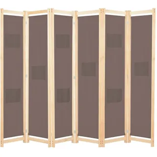 6-teiliger Raumteiler Braun 240 X 170 X 4 Cm Stoff - Vidaxl