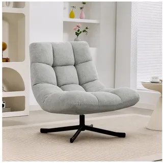 HOMCOM Relaxsessel mit Breiter Sitzfläche, wasserabweisend Chenille-Optik, Stahlbeine (gepolstert Sessel, 1-St., Drehbar Loungesessel), für Wohnzimmer, Schlafzimmer, Hellgrau grau