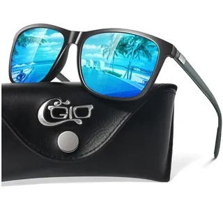 CGID Sonnenbrille Herren Polarisiert Damen Ultraleichte Al-Mg Metallrahmen Rechteckig Vintage UV400 Schutz Rechteckig Eckig mit Federscharnier - M