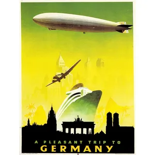 Bumblebeaver TRAVEL Germany Transport Boat Airship Zeppelin Plane Berlin Poster Print Reise Deutsche Boot LUFTSCHIFF Ebene