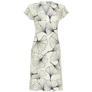 Chérie Line Nachthemd im Dessin mit Ginkgo-Blättern und langer Knopfleiste 50% Baumwolle 50% Modal beige 50